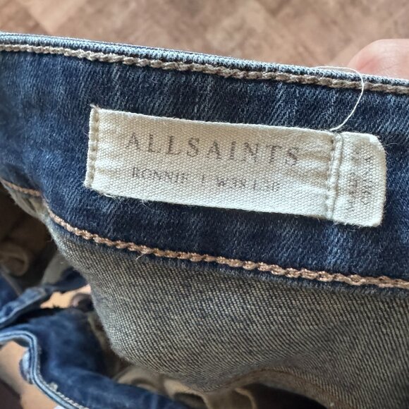 AllSaints Brand Ronnie Style Skinny Cut Stretch Denim Jeans, Medium Blue, 38x30 - Picture 4 of 5